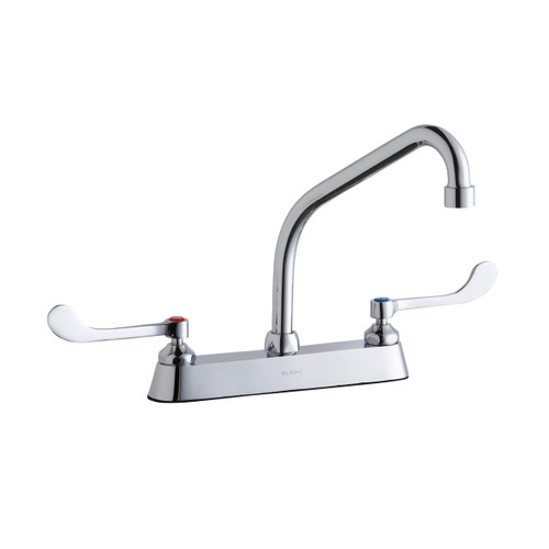 ELKAY  LK810HA08T6 8" Centerset with Exposed Deck Faucet with 8" High Arc Spout 6" Wristblade Handles -Chrome