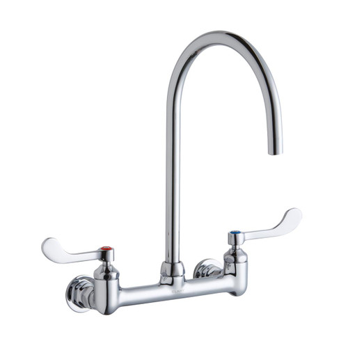 Elkay 8" Centerset Laminar Flow Faucet with 8" Gooseneck Spout 4" Wristblade Handles 1/2in Offset Inlets - LK940LGN08T4H
