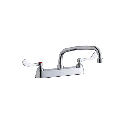 Elkay 8" Centerset with Exposed Deck Faucet with 10" Arc Tube Spout 4" Wristblade Handles -Chrome - LK810AT10T4