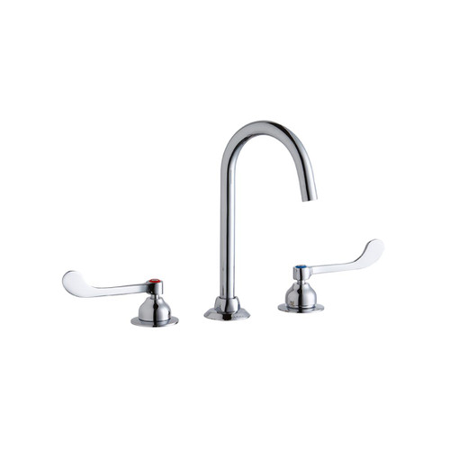 Elkay 8" Widespread Laminar Flow Faucet with 5" Gooseneck Spout 6" Wristblade Handles -Chrome - LK800LGN05T6