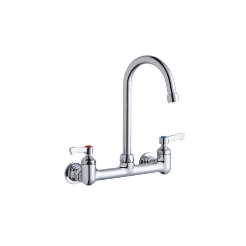 ELKAY  LK940GN05L2H Scrub/Handwash 8" Centerset Wall Mount Faucet with 5" Gooseneck Spout 2" Lever Handles 1/2in Offset Inlets