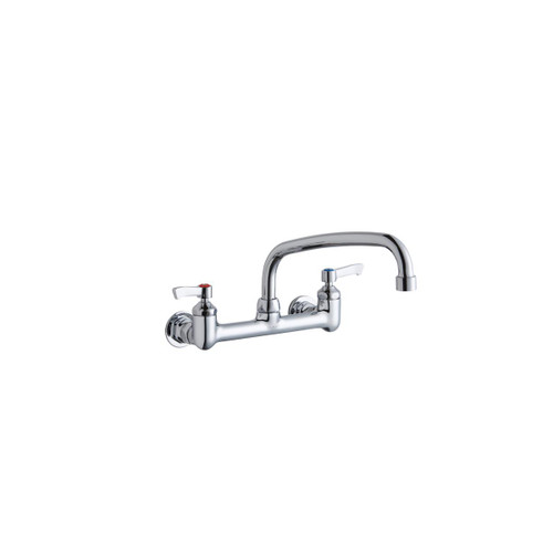 Elkay Foodservice 8" Centerset Wall Mount Faucet with 10" Arc Tube Spout 2" Lever Handles 1/2in Offset Inlets -Chrome - LK940AT10L2H