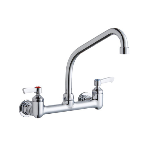 Elkay Foodservice 8" Centerset Wall Mount Faucet with 8" High Arc Spout 2" Lever Handles 1/2in Offset Inlets -Chrome - LK940HA08L2H