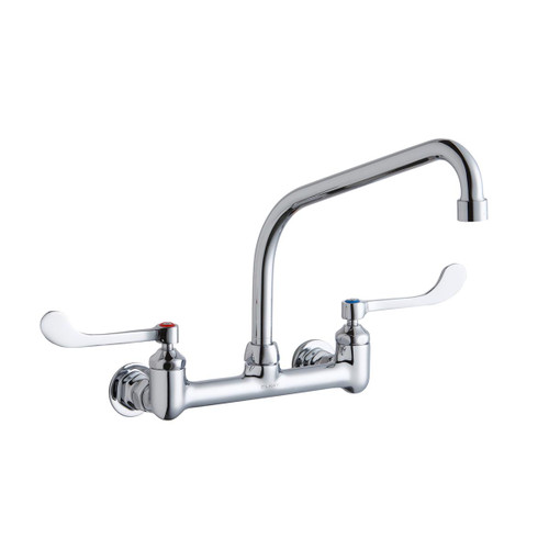 ELKAY  LK940HA10T6H Foodservice 8" Centerset Wall Mount Faucet with 10" High Arc Spout 6" Wristblade Handles 1/2in Offset Inlets