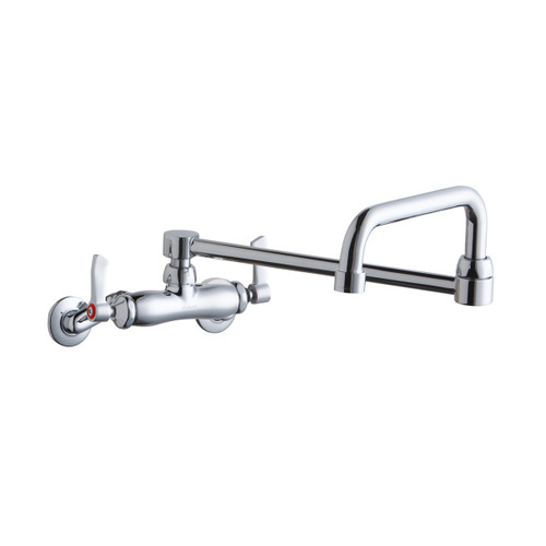 ELKAY  LK945DS20L2T Foodservice 3-8" Adjustable Centers Wall Mount Faucet w/Double Swing Spout 2in Lever Handles 2in Inlet -Chrome
