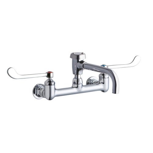 Elkay Service/Utility 8" Centerset Wall Mount Faucet with 7" Vented Spout 6" Wristblade Handles 1/2in Offset Inlets - LK940VS07T6H