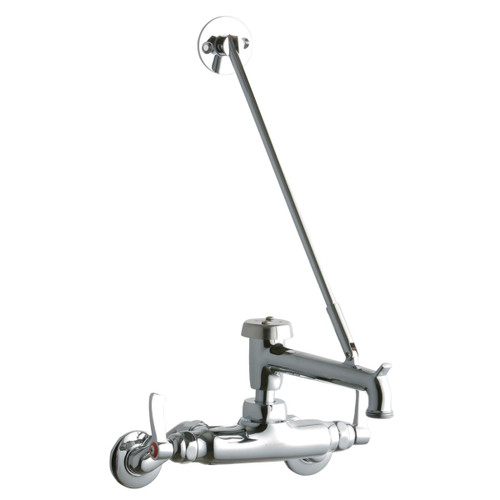Elkay Service/Utility Single Hole Wall Mount Faucet w/7" Bucket Hook Spout 2" Lever Handles 2in Inlet -Chrome - LK945BP07L2T