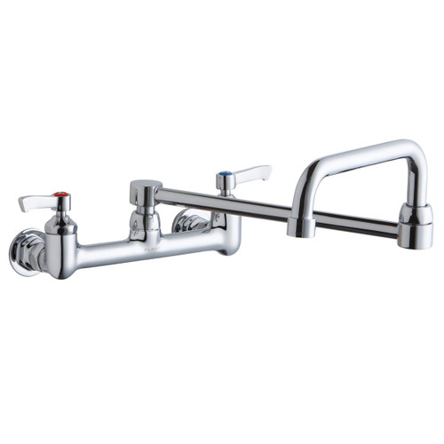 ELKAY  LK940DS20L2H Foodservice 8" Centerset Wall Mount Faucet with 8" Double Swing Spout 2" Lever Handles 1/2in Offset Inlets