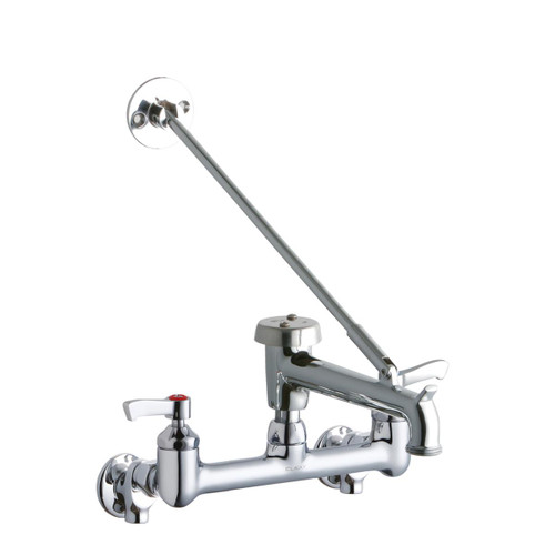 Elkay 8" Centerset Wall Mount Faucet with 7" Bucket Hook Spt 2in Lever Handles 1/2 Offset Inlets+Stop Polished -Chrome - LK940BP07L2S