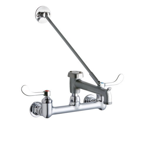 Elkay 8" Centerset Wall Mount Faucet with 7" Bucket Hook Spt 4" Wristblade Handles 1/2in Offset Inlets Rough -Chrome - LK940BR07T4H