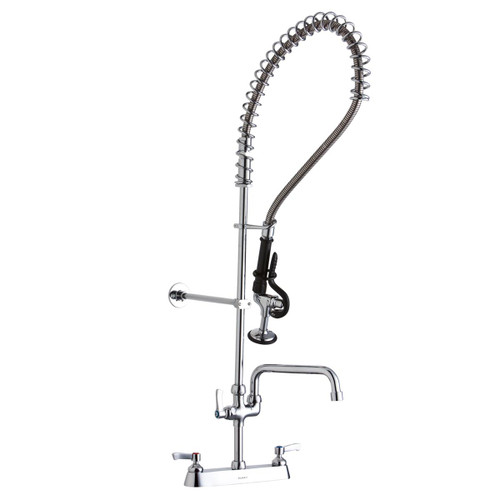 ELKAY  LK843AF08LC 8in Centerset Exposed Deck Mount Faucet 44in Flexible Hose with 1.2 GPM Spray Head + 8in Arc Tube Spout 2in Lever Handles
