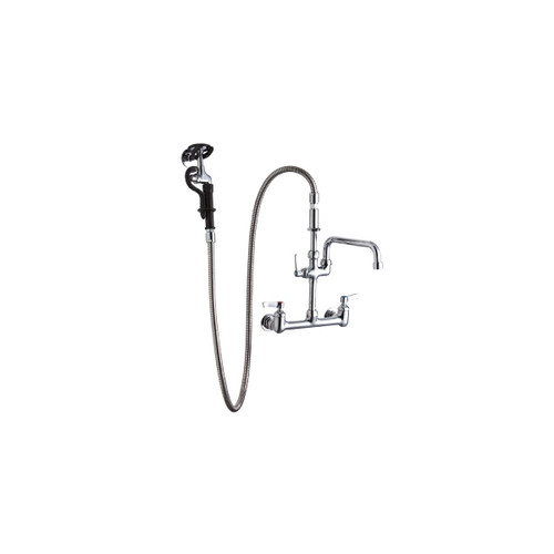 ELKAY  LK960AF10LC 8" Centerset Wall Mount Faucet 60in Flexible Hose with 1.2 GPM Spray Head + 10in Arc Tube Spout 2in Lever Handles