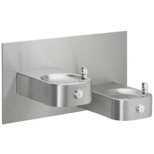Elkay Soft Sides Heavy Duty Bi-Level Reverse Drinking Fountain, Non-Filtered Non-Refrigerated - Stainless - EHWM217RAC