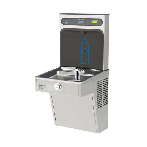 ELKAY  HTHB-HVRGRN8-WF Halsey Taylor HydroBoost Bottle Filling Station & Single Vandal-Resistant Cooler High Efficiency Filtered Refrigerated - Stainless