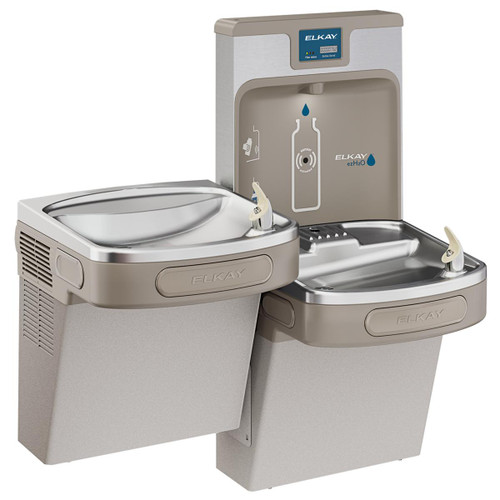 Elkay Enhanced ezH2O Bottle Filling Station, & Versatile Bi-Level ADA Cooler, Filtered Refrigerated -Light Gray - LZSTL8WSLP