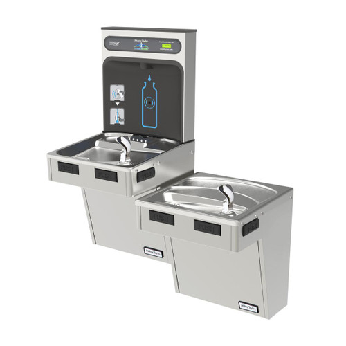 ELKAY  HTHB-HACG8BLSS-NF Halsey Taylor HydroBoost Bottle Filling Station & Bi-Level ADA Cooler High Efficiency Non-Filtered Refrigerated - Stainless