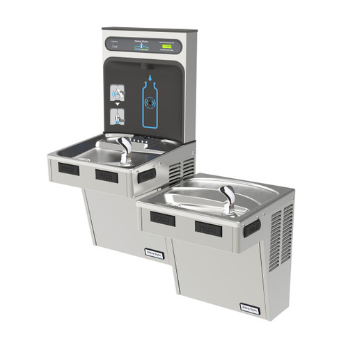 ELKAY  HTHB-HAC8BLSS-WF Halsey Taylor HydroBoost Bottle Filling Station & Bi-Level ADA Cooler Filtered Refrigerated - Stainless