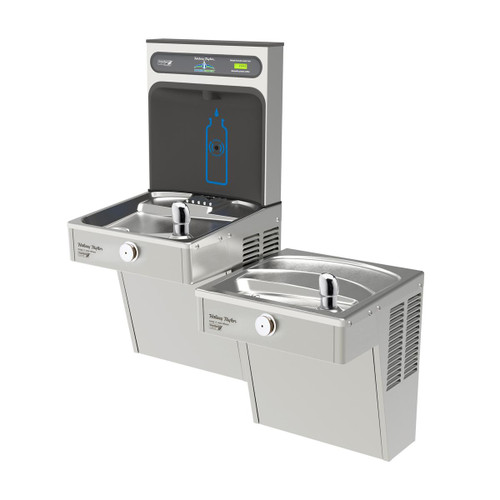 Elkay Halsey Taylor HydroBoost Bottle Filling Station& Bi-Level Vandal-Resistant Cooler High Efficiency Non-Filtered Refrigerated - Stainless - HTHB-HVRGRN8BL-NF