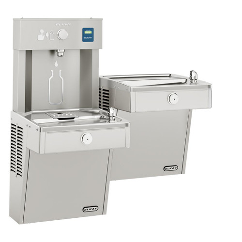 Elkay ezH2O Vandal-Resistant Bottle Filling Station, & Bi-Level Reverse Cooler, Non-Filtered Refrigerated - Stainless - VRCTLR8WSK