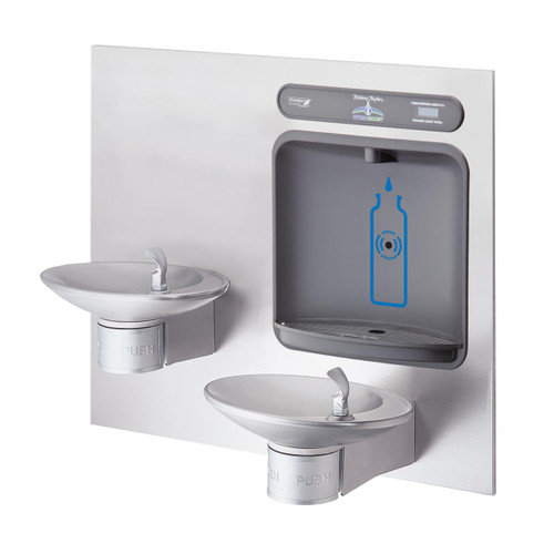 ELKAY  HTHB-OVLSEBP-I Halsey Taylor HydroBoost Bottle Filling Station & Bi-Level Integral OVL-II Fountain Non-Filtered Non-Refrigerated - Stainless