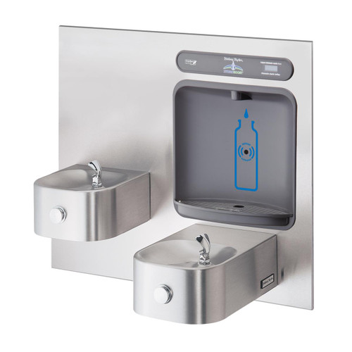 ELKAY  HTHB-HRFSEBP-I Halsey Taylor HydroBoost Bottle Filling Station & Bi-Level Integral Contour Fountain Non-Filtered Non-Refrigerated - Stainless