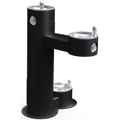 ELKAY  LK4420DBBLK Outdoor Drinking Fountain Bi-Level Pedestal with Pet Station, Non-Filtered Non-Refrigerated - Black