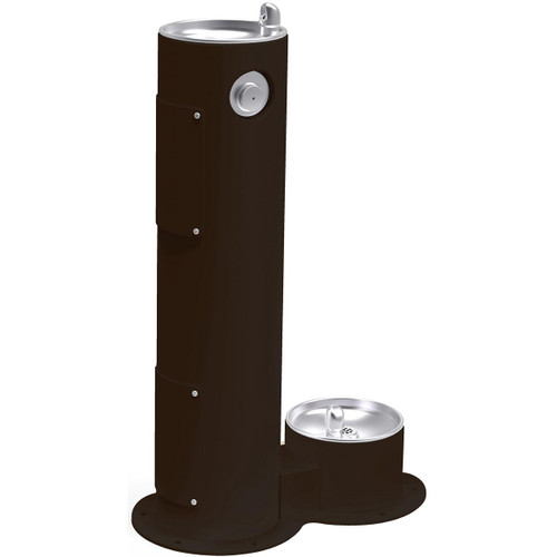 Elkay Outdoor Drinking Fountain Pedestal with Pet Station, Non-Filtered Non-Refrigerated, Freeze Resistant, Black - LK4400DBFRKBLK