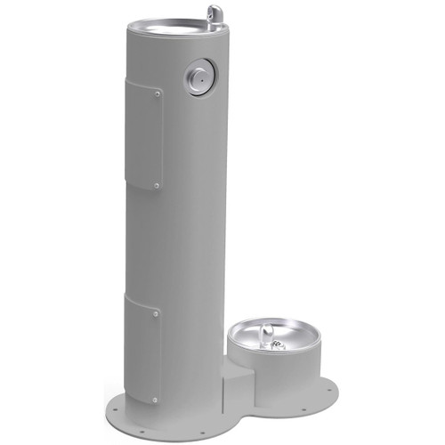 ELKAY  LK4400DBFRKGRY Outdoor Drinking Fountain Pedestal with Pet Station, Non-Filtered Non-Refrigerated, Freeze Resistant, - Gray