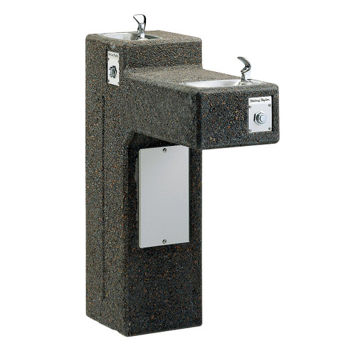 ELKAY  7404595800 Halsey Taylor Outdoor Sierra Stone Bi-Level Pedestal Drinking Fountain Non-Filtered Non-Refrigerated