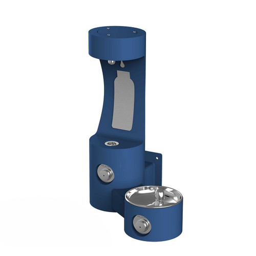 Elkay Outdoor ezH2O Bottle Filling Station Wall Mount, with Single Fountain Non-Filtered Non-Refrigerated, Blue - LK4408BFBLU