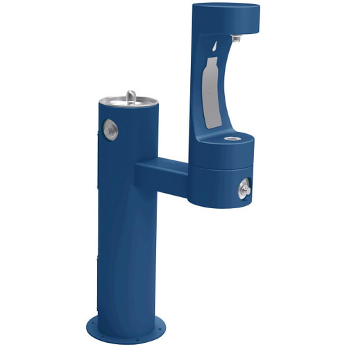 ELKAY  4420BF1LFRKBLU Halsey Taylor Endura II Outdoor HydroBoost Lower Bottle Filling Station Bi-Level Pedestal Non-Filtered Non-Refrigerated FR - Blue