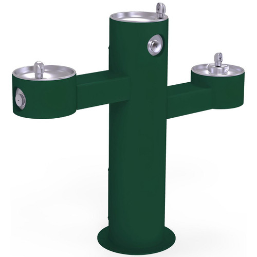 ELKAY LK4430FRKEVG Outdoor Drinking Fountain Tri-Level Pedestal Non-Filtered, Non-Refrigerated - Evergreen