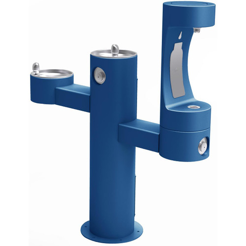 ELKAY  4430BF1LFRKBLU Halsey Taylor Endura II Outdoor HydroBoost Lower Bottle Filling Station Tri-Level Pedestal Non-Filtered Non-Refrigerated FR - Blue