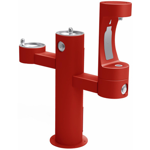 ELKAY  4430BF1LFRK- Red Halsey Taylor Endura II Outdoor HydroBoost Lower Bottle Filling Station Tri-Level Pedestal Non-Filtered Non-Refrigerated FR - Red