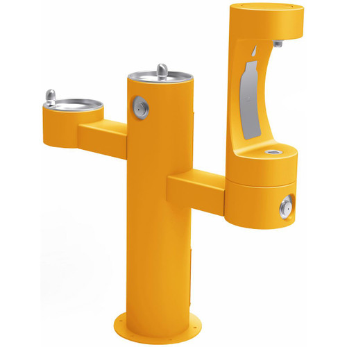 ELKAY  4430BF1LFRKYLW Halsey Taylor Endura II Outdoor HydroBoost Lower Bottle Filling Station Tri-Level Pedestal Non-Filtered Non-Refrigerated FR - Yellow