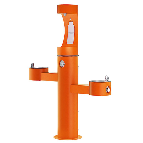 ELKAY  4430BF1UFRKORN Halsey Taylor Endura II Outdoor HydroBoost Upper Bottle Filling Station Tri-Level Pedestal Non-Filtered Non-Refrigerated FR - Orange