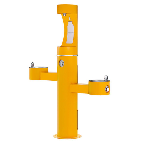 ELKAY  4430BF1UFRKYLW Halsey Taylor Endura II Outdoor HydroBoost Upper Bottle Filling Station Tri-Level Pedestal Non-Filtered Non-Refrigerated FR - Yellow
