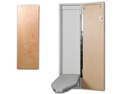 Iron-A-Way Ironing Center - 42" Built In Ironing Board - Right Hinged Flat Maple Veneer Door