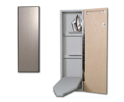 Iron-A-Way Ironing Center - 42" Built In Ironing Board With Storage - Right Hinged Mirror Door - Non Electric