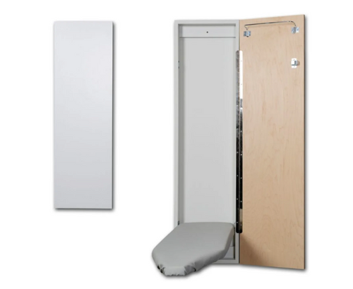 Iron-A-Way Ironing Center - 42" Built In Ironing Board - Left Hinged Flat White Door - IAW42FWU-L