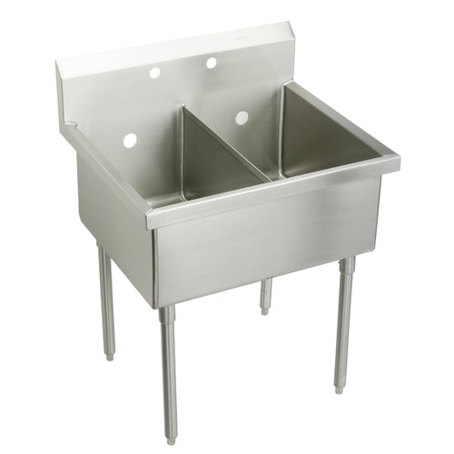 Elkay Sturdibilt Stainless Steel 33" x 27-1/2" x 14" Floor Mount, Double Compartment Scullery Sink - SS8230OF2