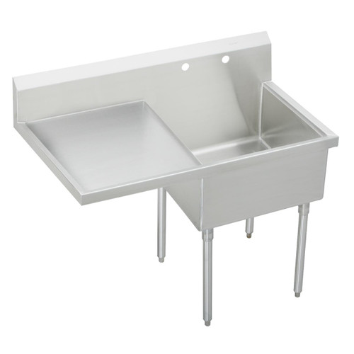 ELKAY SS8130L0 Sturdibilt Stainless Steel 55-1/2" x 27-1/2" x 14" Floor Mount, Single Compartment Scullery Sink w/ Drainboard
