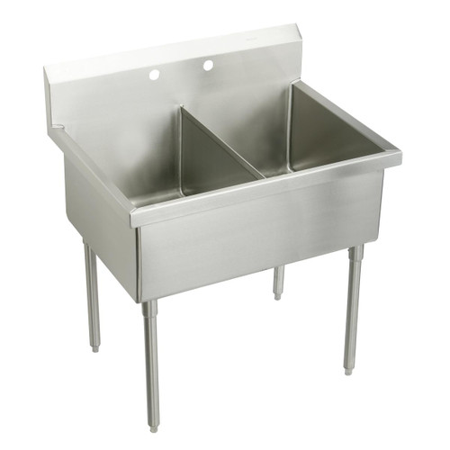 ELKAY  SS8242LR2 Sturdibilt Stainless Steel 90" x 27-1/2" x 14" Floor Mount, Double Compartment Scullery Sink with Drainboard