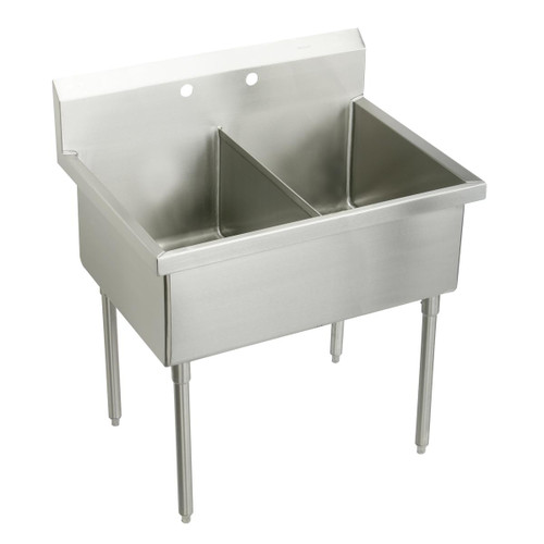 ELKAY SS8242LR2 Sturdibilt Stainless Steel 90" x 27-1/2" x 14" Floor Mount, Double Compartment Scullery Sink with Drainboard