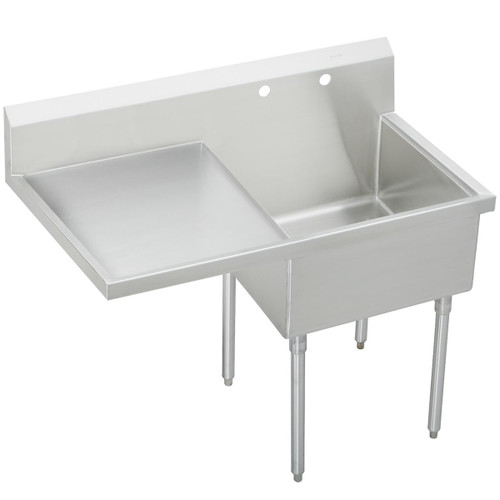 Elkay Weldbilt Stainless Steel 49-1/2" x 27-1/2" x 14" Floor Mount, Single Compartment Scullery Sink with Drainboard - WNSF8124L2