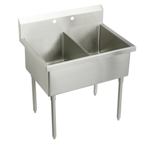 Elkay Sturdibilt Stainless Steel 51" x 27-1/2" x 14" Floor Mount, Double Compartment Scullery Sink - SS82482