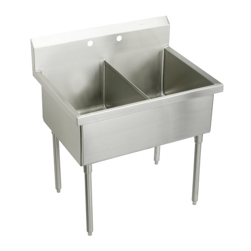 ELKAY  SS82542 Sturdibilt Stainless Steel 57" x 27-1/2" x 14" Floor Mount, Double Compartment Scullery Sink