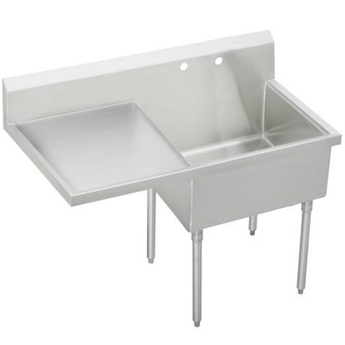 Elkay Weldbilt Stainless Steel 61-1/2" x 27-1/2" x 14" Floor Mount, Single Compartment Scullery Sink with Drainboard - WNSF8136L2