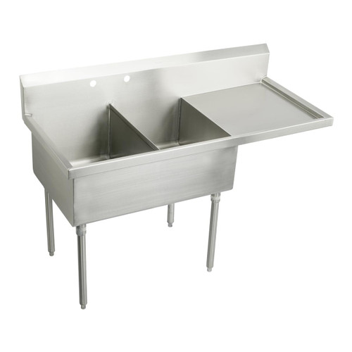 ELKAY  SS8230R2 Sturdibilt Stainless Steel 55-1/2" x 27-1/2" x 14" Floor Mount, Double Compartment Scullery Sink w/ Drainboard