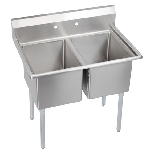 Elkay Dependabilt Stainless Steel 39" x 25-13/16" x 43-3/4" 18 Gauge Two Compartment Sink with Stainless Steel Legs - E2C16X20-0X